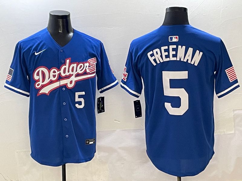Men Los Angeles Dodgers 5 Freeman Blue Second generation Joint Name Nike 2025 MLB Jersey style 2